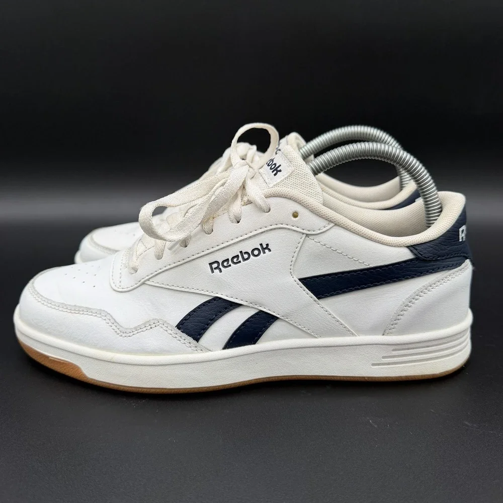 Reebok Royal Techque Mens Size 7 White Navy Casual Leather Shoes Sneakers